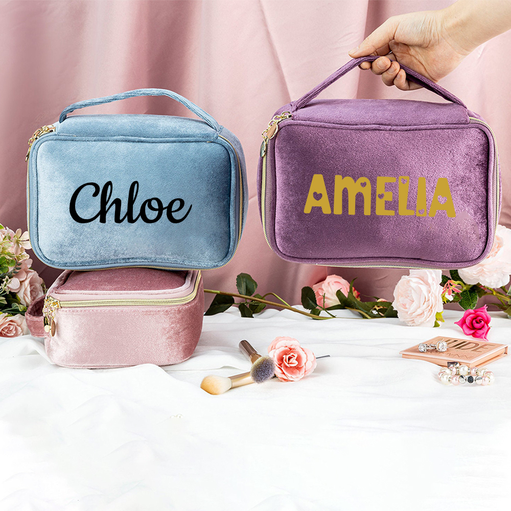 Personalized Name Velvet Makeup Bag | JNSBag68