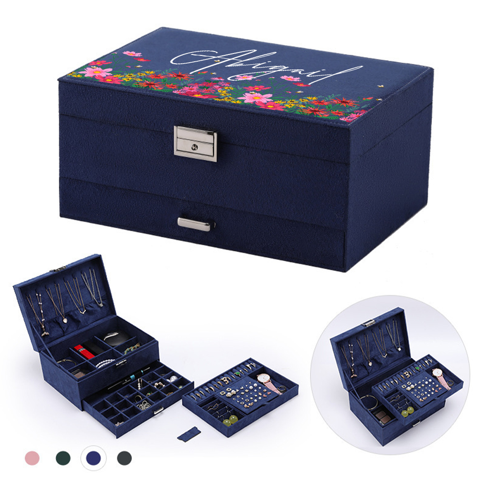 Personalized Name Velvet Jewelry Box with Drawer | JNSCase02