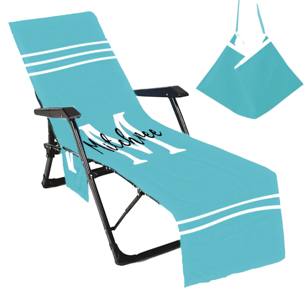 Personalized Name Beach Chair Cover Towel with Side Pockets for Unique & Love | JNSTowel08