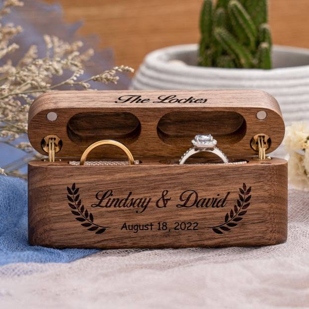 Personalized Wooden Wedding Ring Box for Unique & Love | JNSDec158