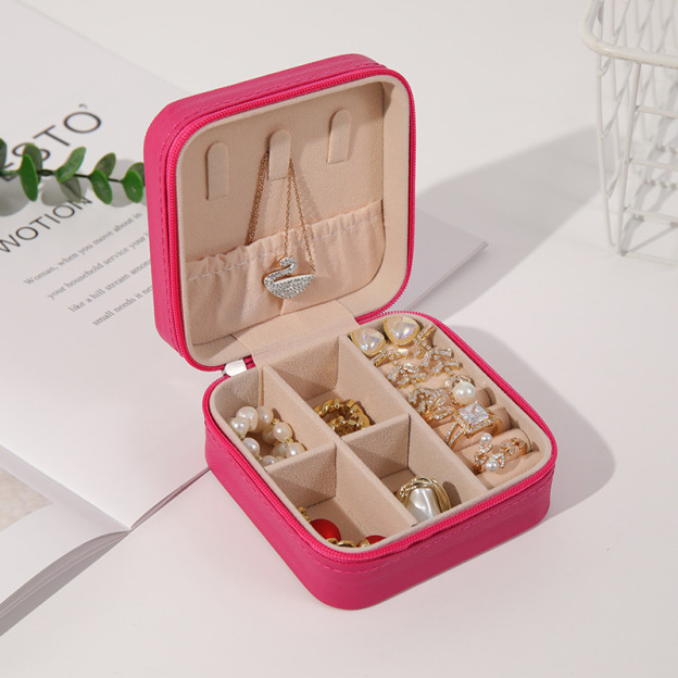 Personalized Leather Birth Flower Travel Jewelry Box for Unique & Love | JNSBag11