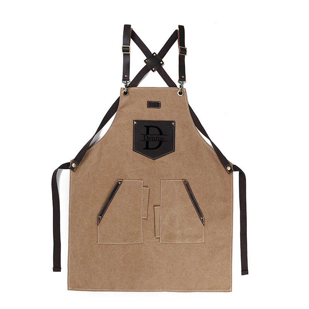 Personalized Monogram Leather Patch Canvas Apron for Unique & Love | JNSCloth44