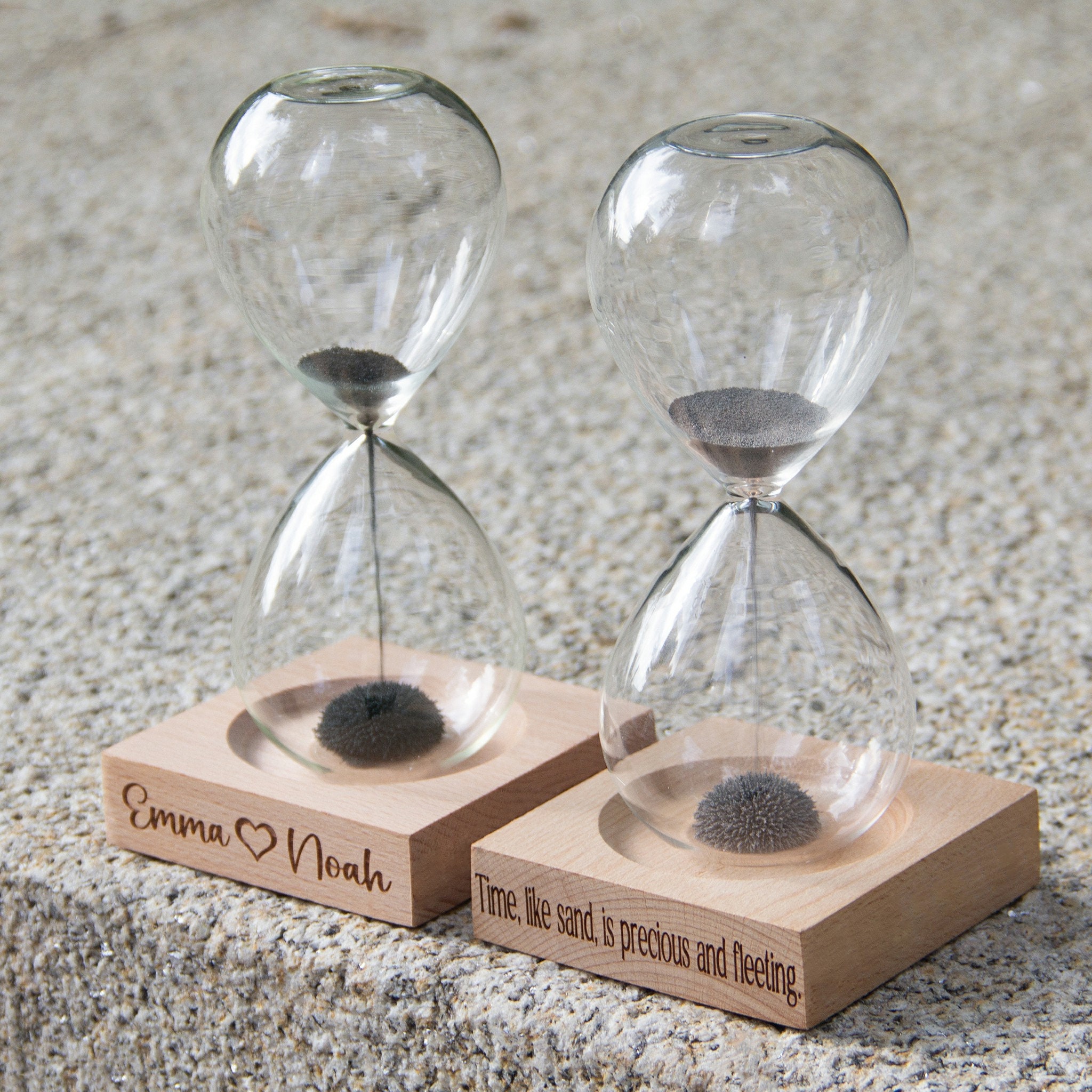 Personalized Engraved Magnetic Hourglass with Wooden Base | JNSDec165