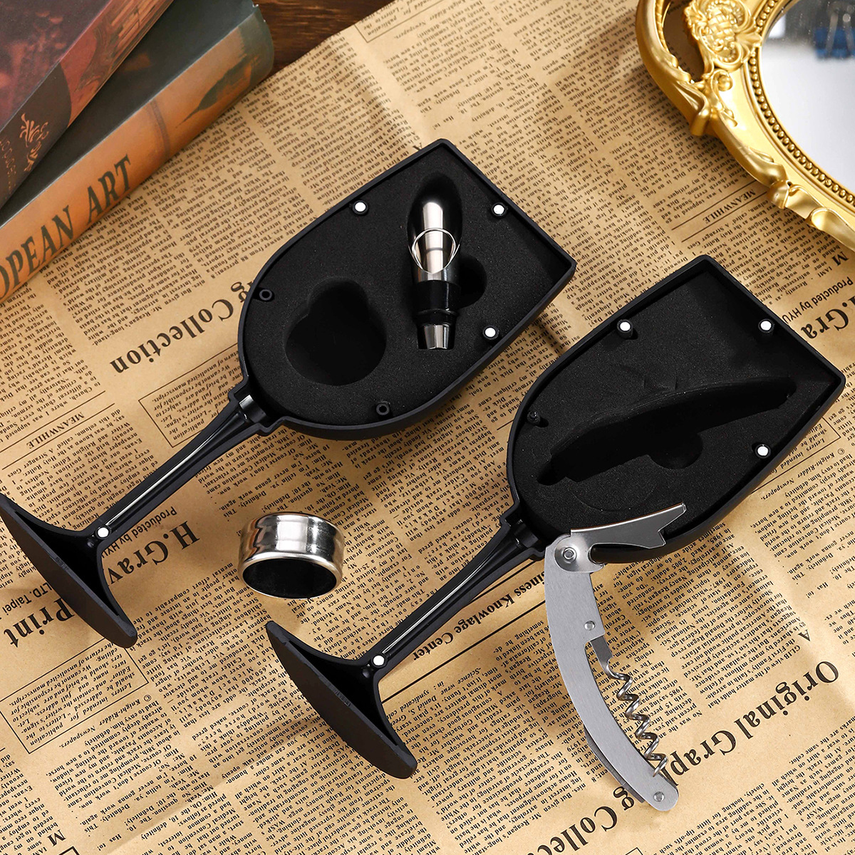 Personalized Monogram Wine Bottle Accessories Gift Set | JNSTool11