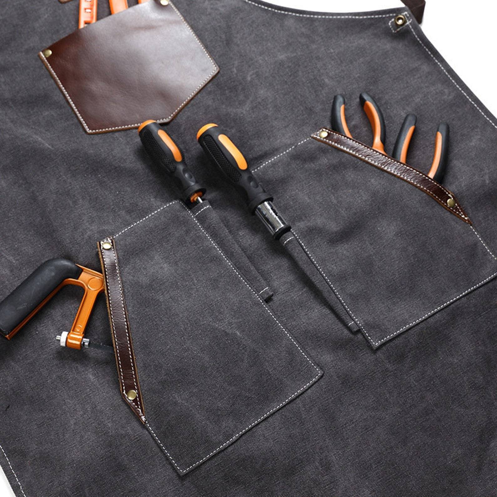 Personalized Monogram Leather Patch Canvas Apron for Unique & Love | JNSCloth44