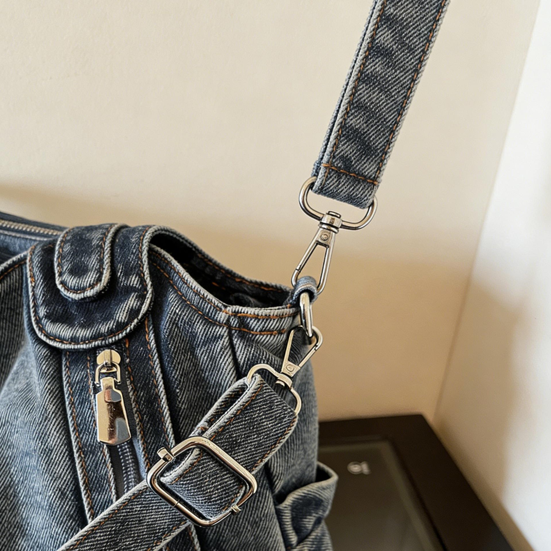 Personalized Hand Embroidered Retro Denim Tote Bag  for Unique & Love | JNSBag144