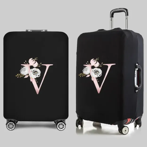 Personalized Travel Luggage Flower Letter Print Elastic Protective Covers for Unique & Love | JNSBag13
