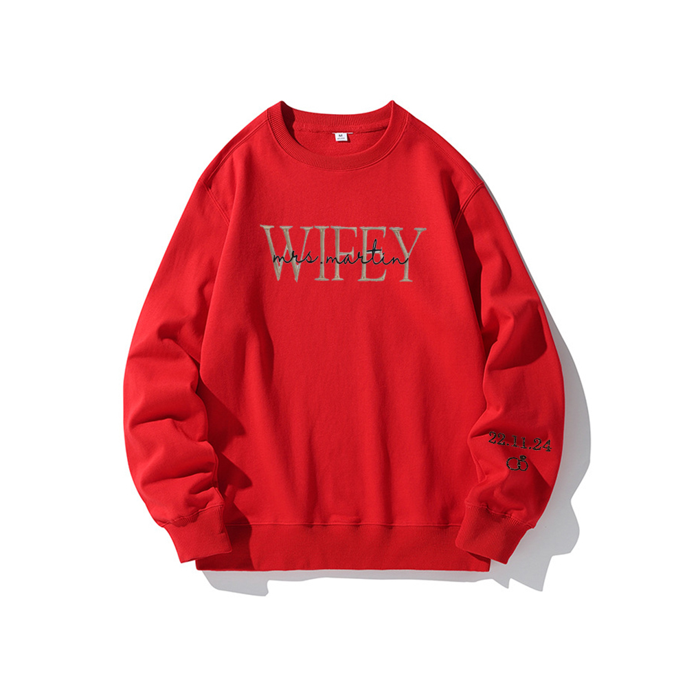 Personalized Embroidered Wife/Hubby Sweatshirt for Unique & Love | JNSCloth42