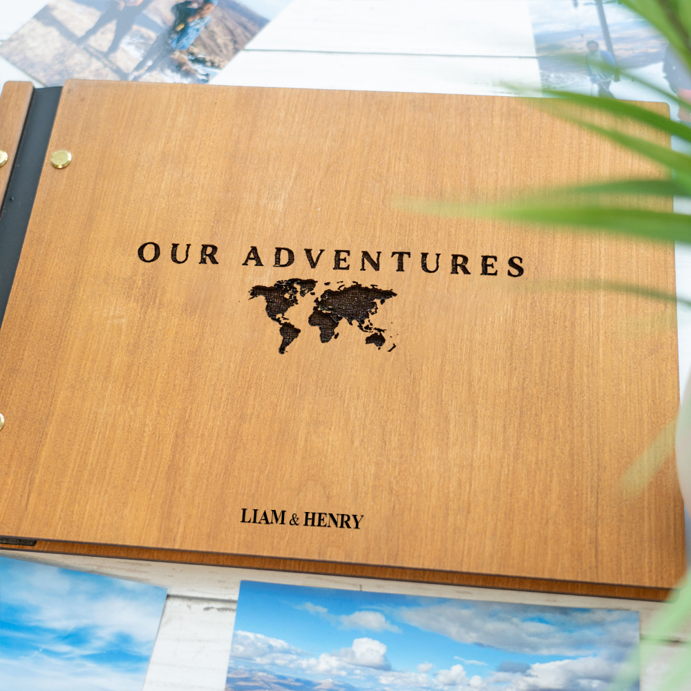 Personalized Wooden Travel Scrapbook Book for Unique & Love | JNSDec160