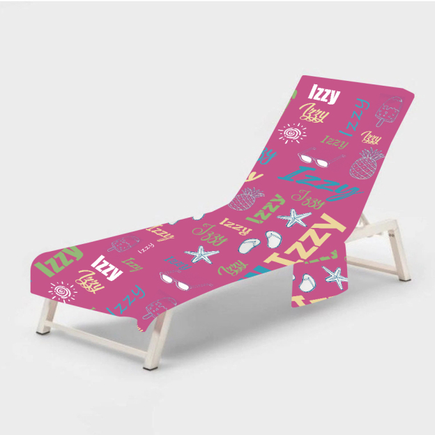 Personalized Name Beach Chair Cover Towel with Side Pockets for Unique & Love | JNSTowel10