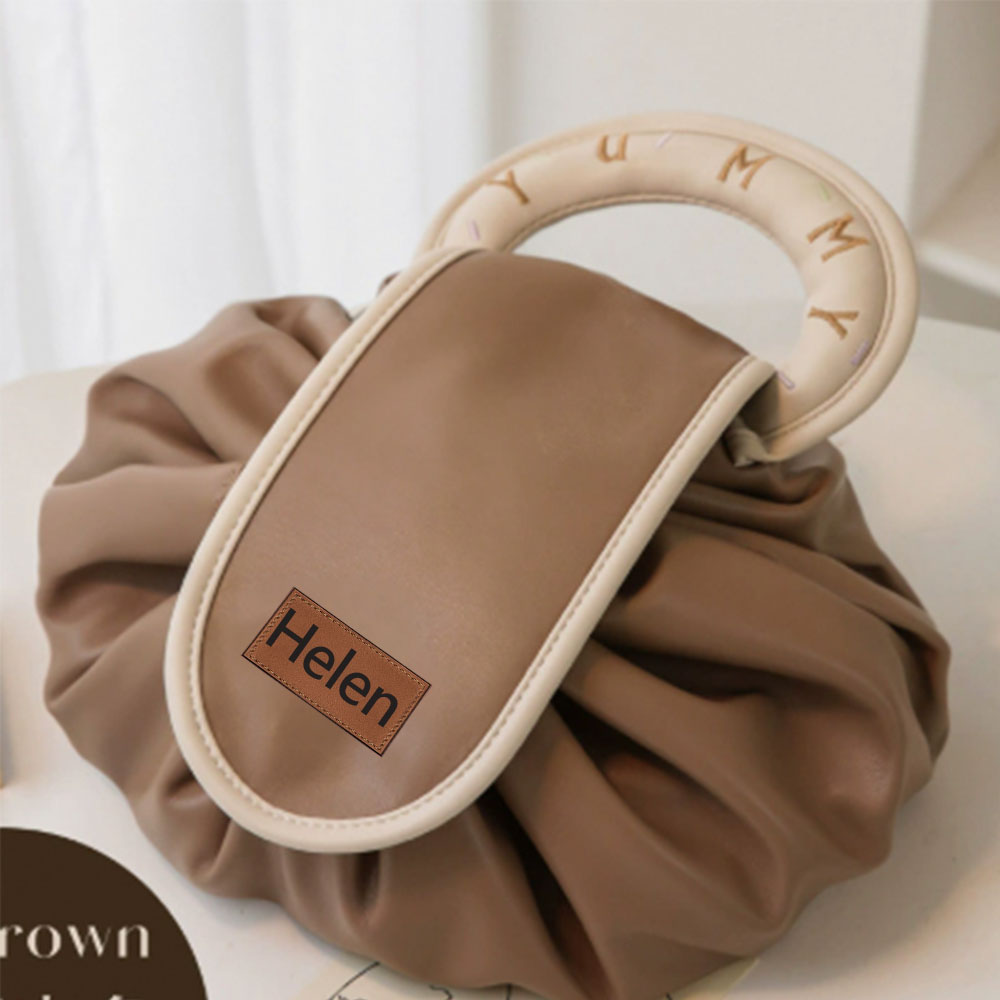 Personalized Leather Drawstring Portable Makeup Bag for Unique & Love | JNSBag104