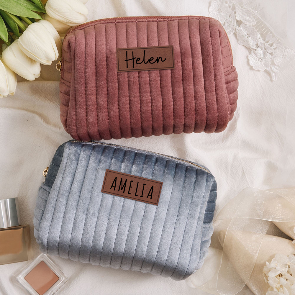 Personalized Leather Patch Makeup Bag for Unique & Love | JNSBag31