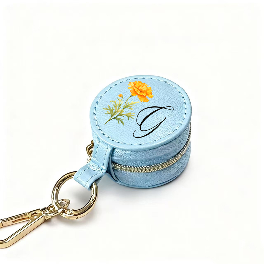 Personalized Birth Flower Leather Travel Portable Jewelry Box for Unique & Love | JNSBag116
