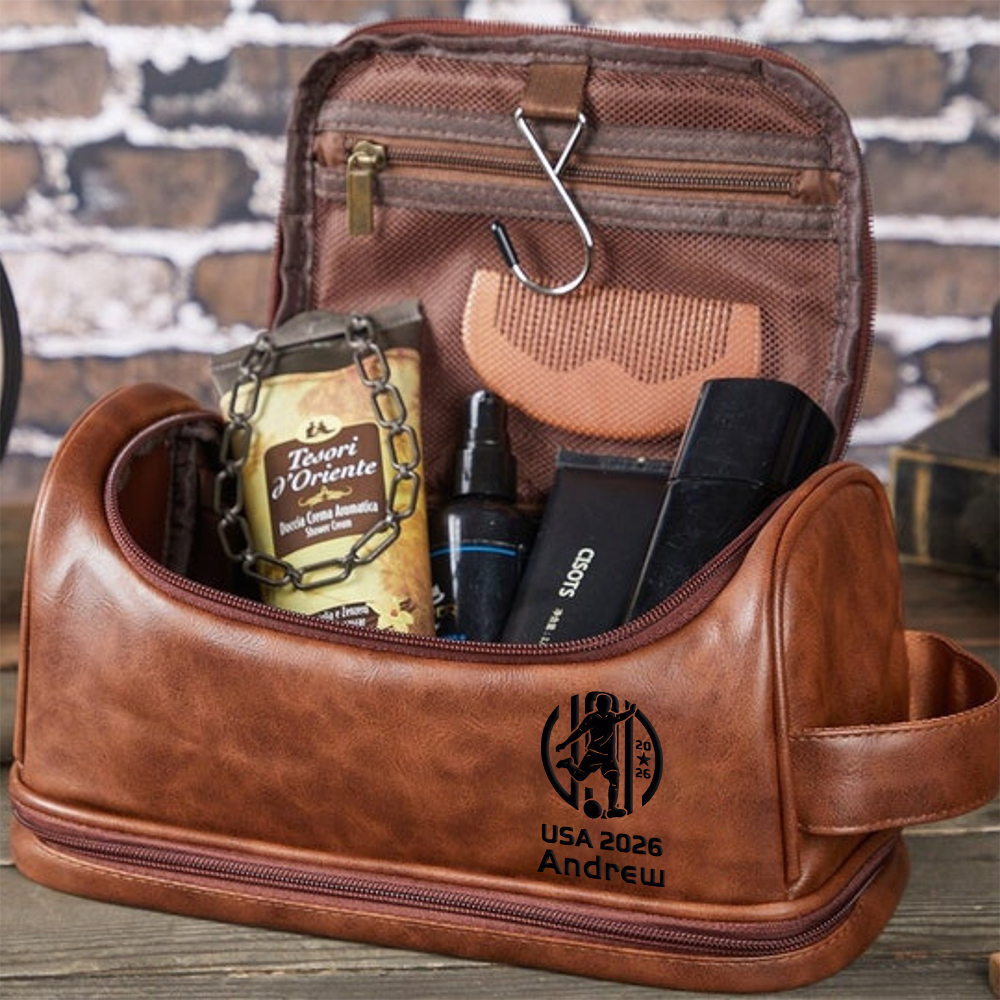 Personalized Leather Monogram Engraved Wash Bag for Unique & Love | JNSBag139