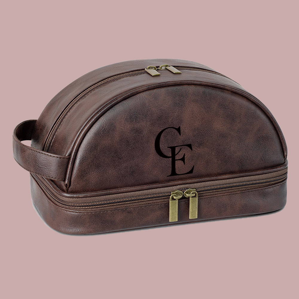 Personalized Leather Monogram Engraved Wash Bag for Unique & Love | JNSBag35
