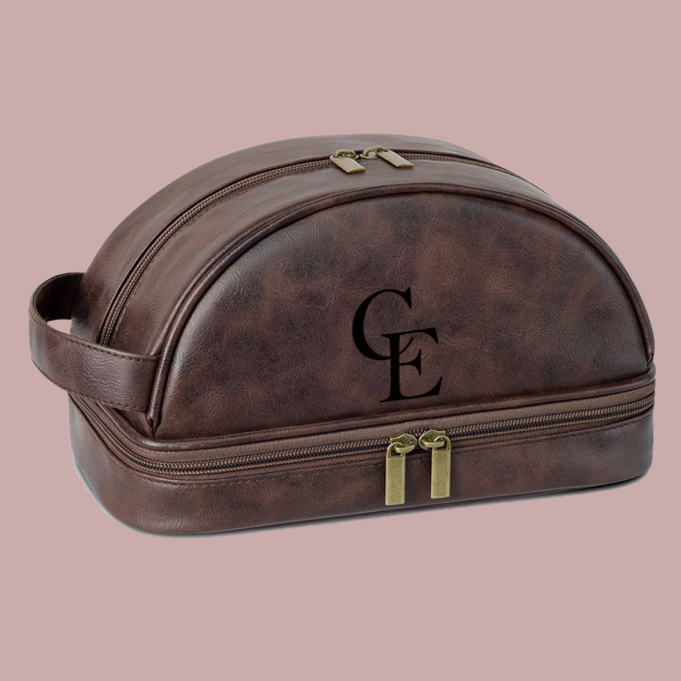 Personalized Leather Monogram Engraved Wash Bag for Unique & Love | JNSBag35