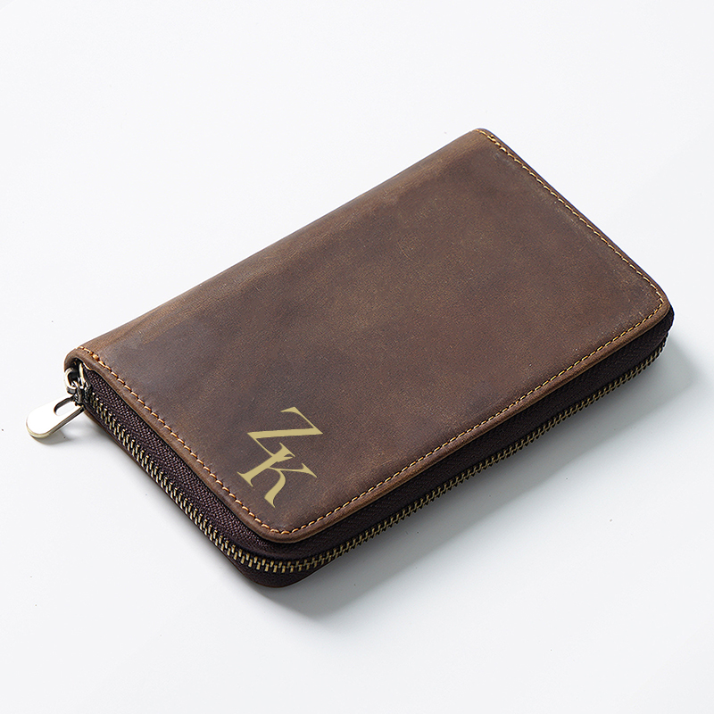 Personalized Monogrammed Genuine Leather Pen Holder Organizer with Zipper | JNSBag44