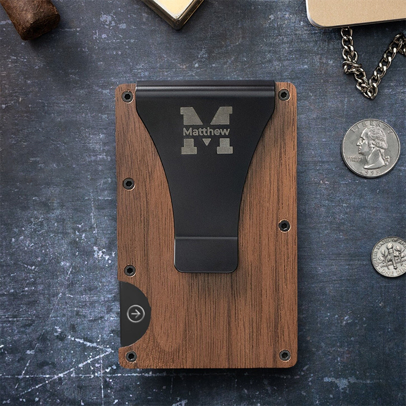 Personalized Monogrammed Engraved Minimalist Slim Wallet | JNSBag58