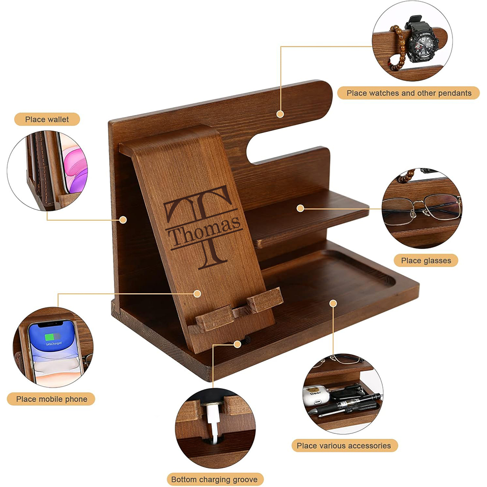 Personalized Wood Engraved Docking Station | JNSDec101