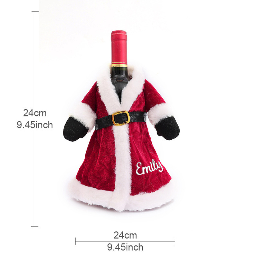 Personalized Embroidered Christmas Red Wine Bottle Sleeve Cover for Decoration | JNSDec105