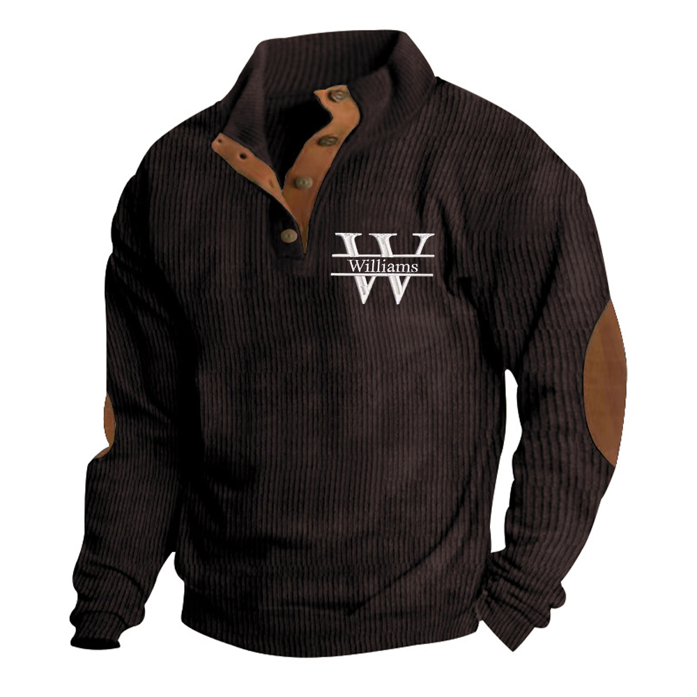 Personalized Monogram Embroidered Corduroy Men Sweatshirt | JNSCloth39