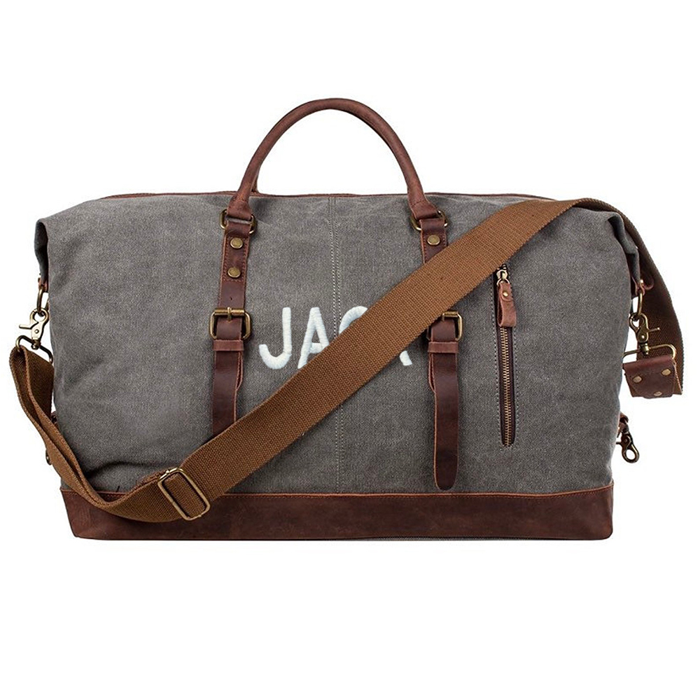Personalized Monogram Embroidered Men’s Leather Duffle Bag | JNSBag83