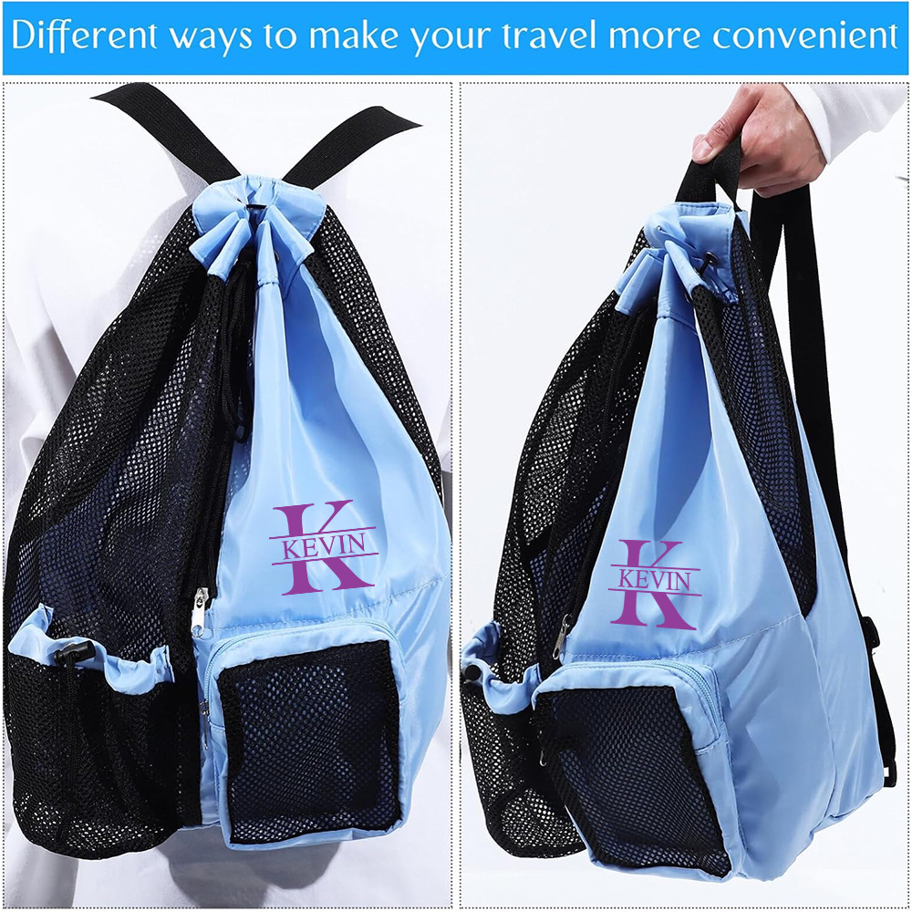 Personalized Monogram Mesh Swim Backpack with Wet Pocket for Unique & Love | JNSBag105