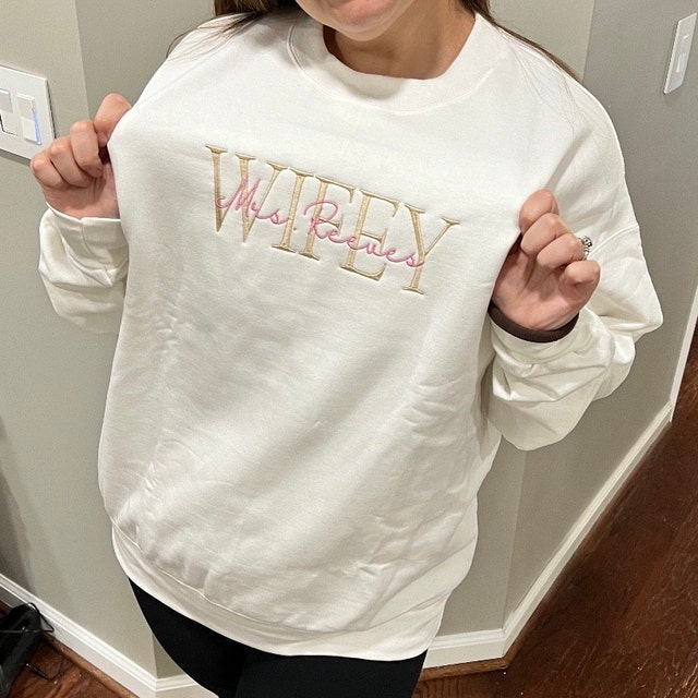 Personalized Embroidered Wife/Hubby Sweatshirt for Unique & Love | JNSCloth42