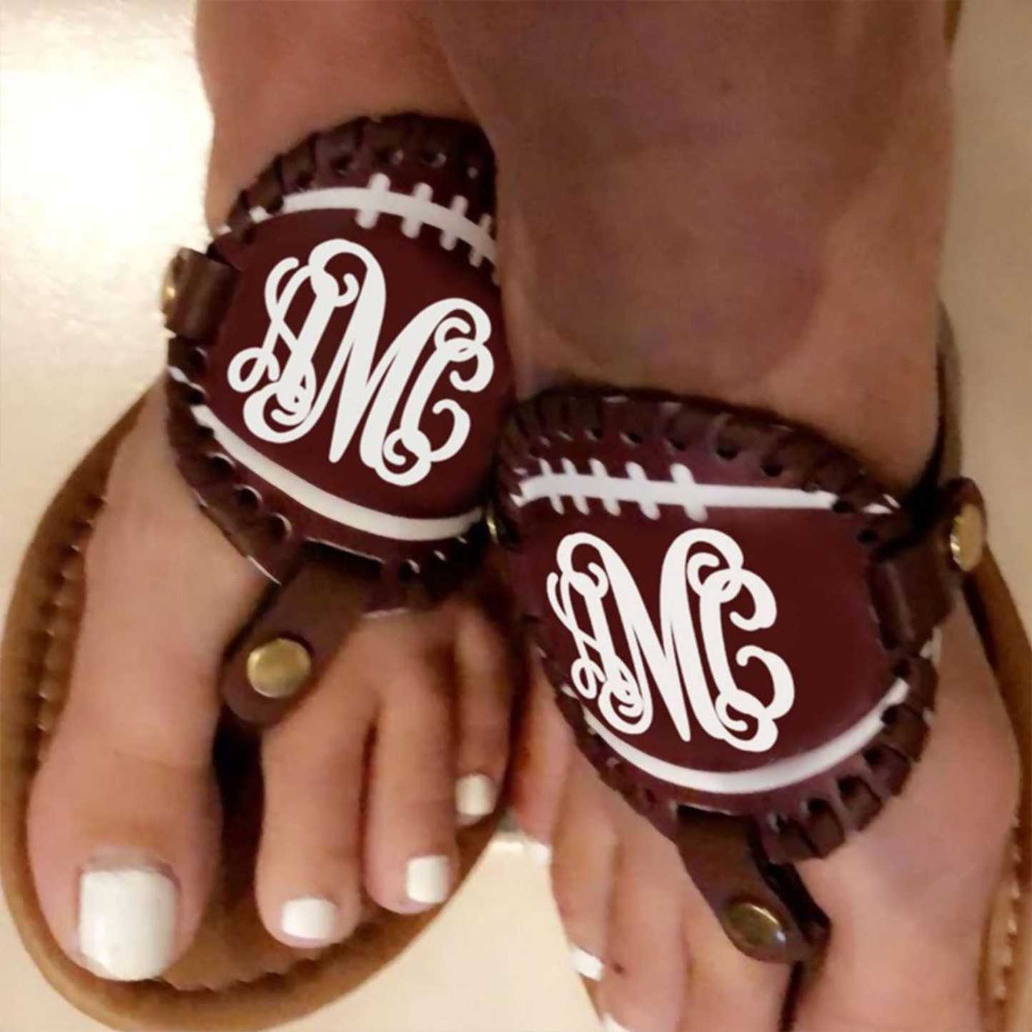 Personalized Monogram Baseball Football Softball Non-slip Flip Flops | JNSBeach03
