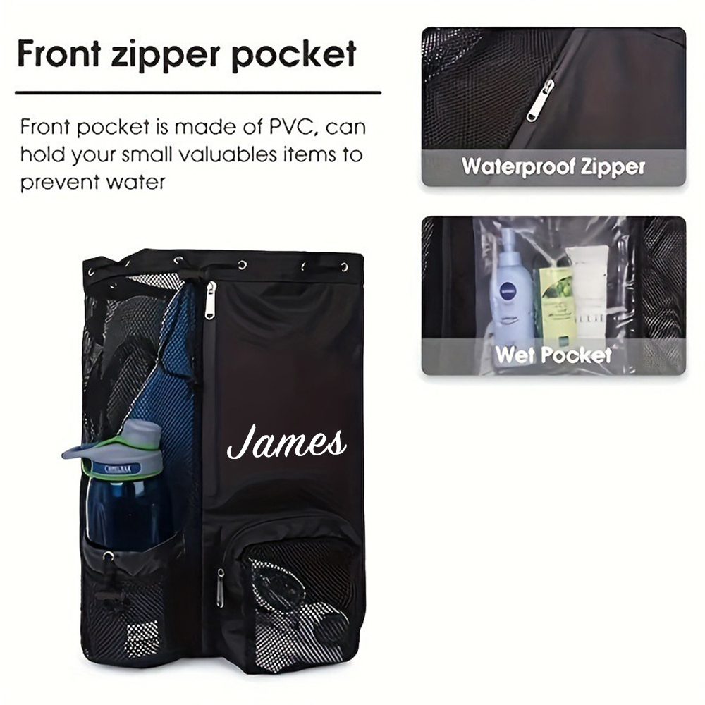 Personalized Monogram Mesh Swim Backpack with Wet Pocket for Unique & Love | JNSBag105