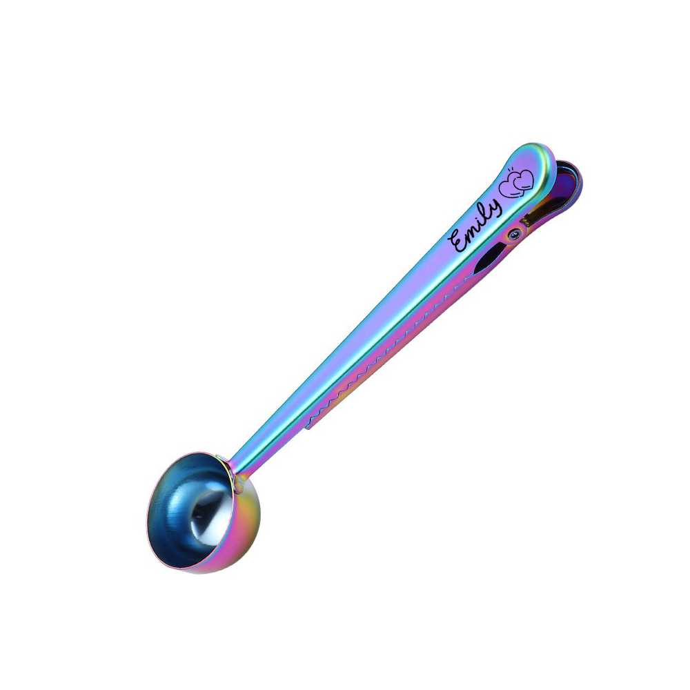 Personalized Engraved 2 in 1 Coffee Scoop and Clip for Unique & Love | JNSTool20