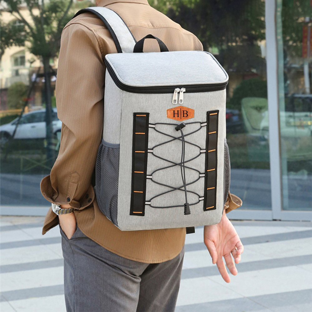 Personalized Leather Patch Cooler Backpack | JNSBag50