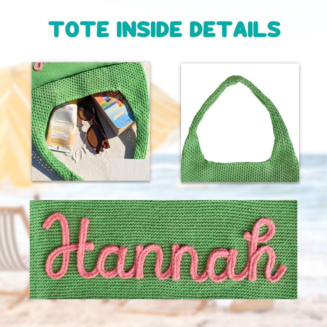 Personalized Hand Embroidered Knit Beach Bag for Unique & Love | JNSBag129
