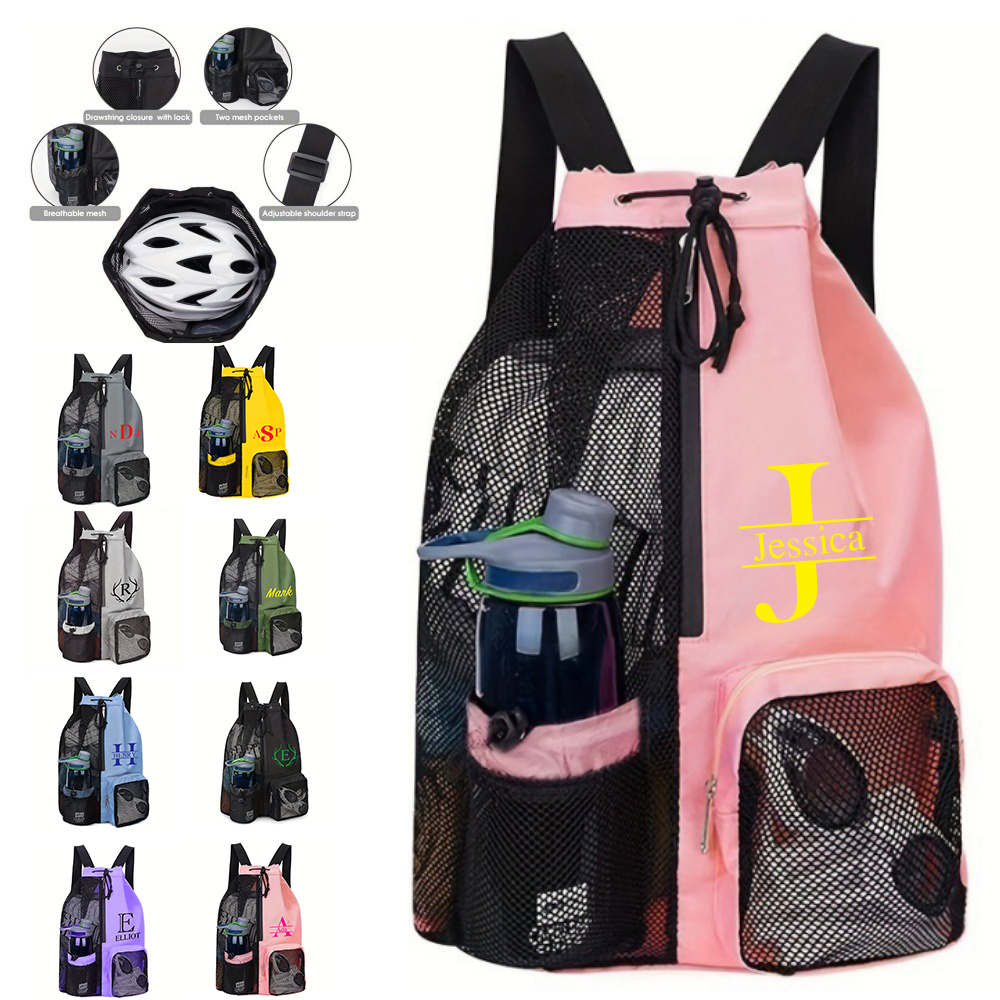 Personalized Monogram Mesh Swim Backpack with Wet Pocket for Unique & Love | JNSBag105