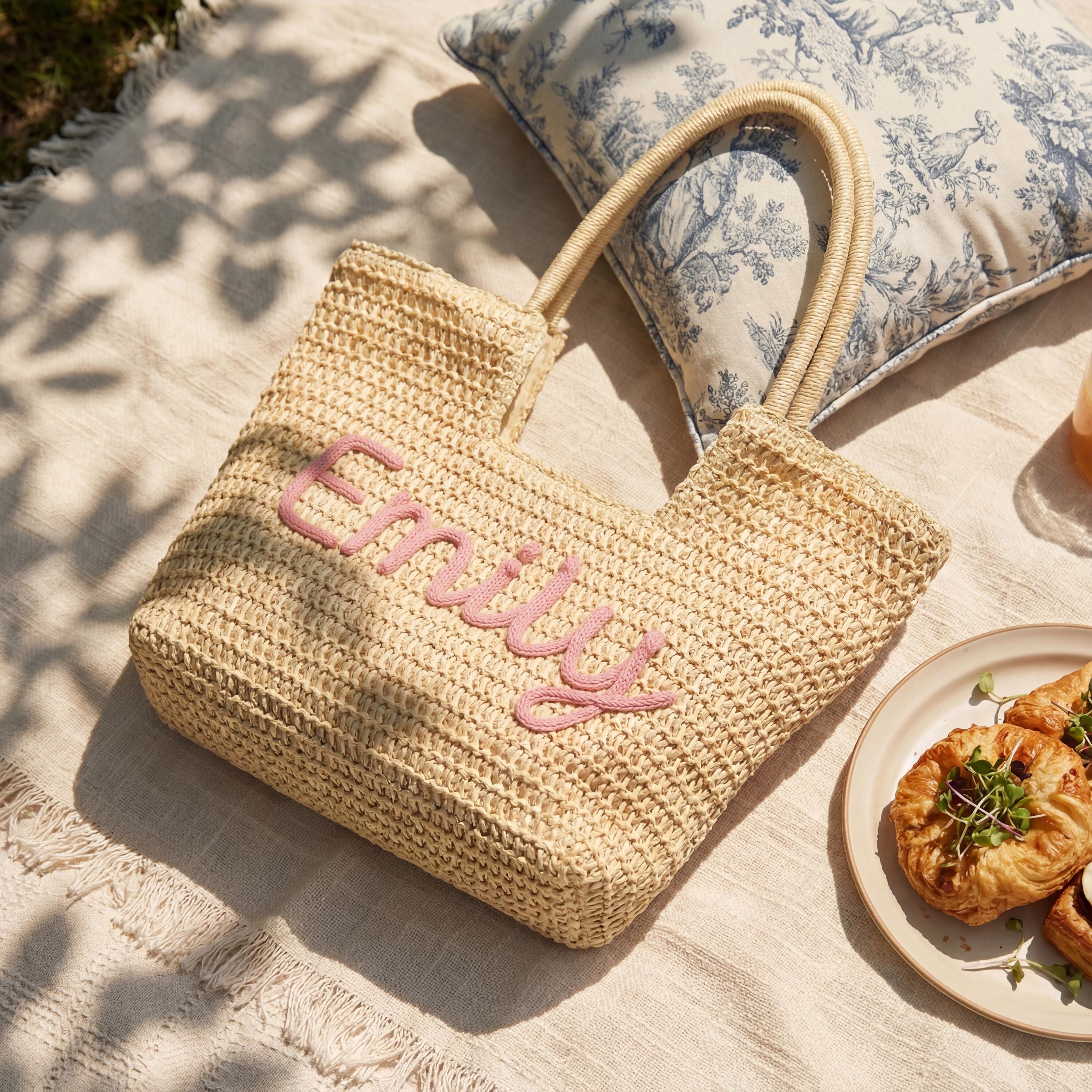 Personalized Hand Embroidered Beach Tote Bag for Unique & Love | JNSBag136