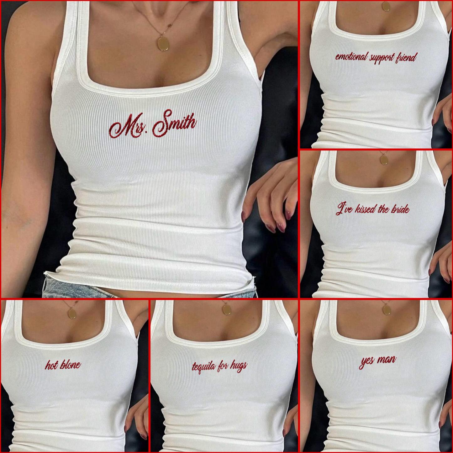 Personalized Embroidery Tanktop For Wedding Bachelorette Party | JNSCloth62