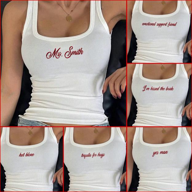 Personalized Embroidery Tanktop For Wedding Bachelorette Party | JNSCloth62