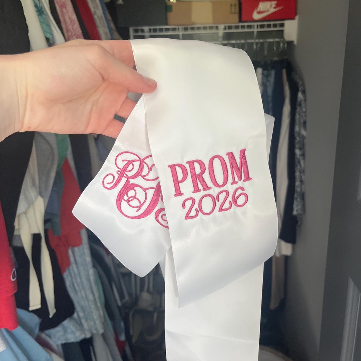 Personalized Monogram Embroidered Prom Couple Bouquet Sash for Unique & Love | JNSDec208