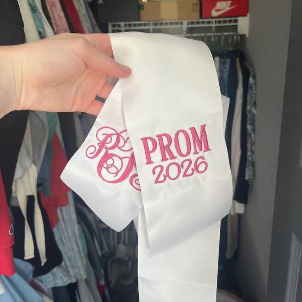 Personalized Monogram Embroidered Prom Couple Bouquet Sash for Unique & Love | JNSDec208