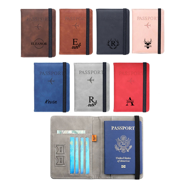 Personalized Monogram Leather Passport Cover with RFID Blocking | JNSCase01