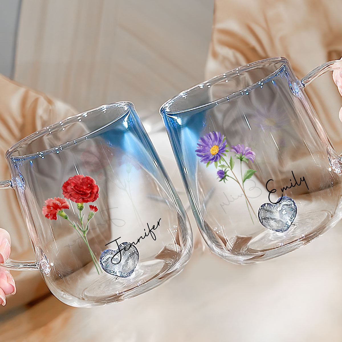 Personalized Birth Month Flower Glass Mug for Unique & Love | JNSDec138