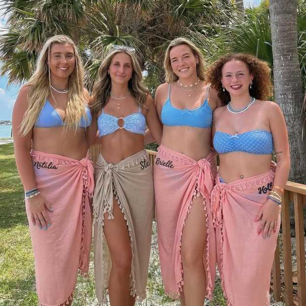 Personalized Embroidered Wedding Bachelorette Beach Sarong For Unique & Love | JNSTowel11