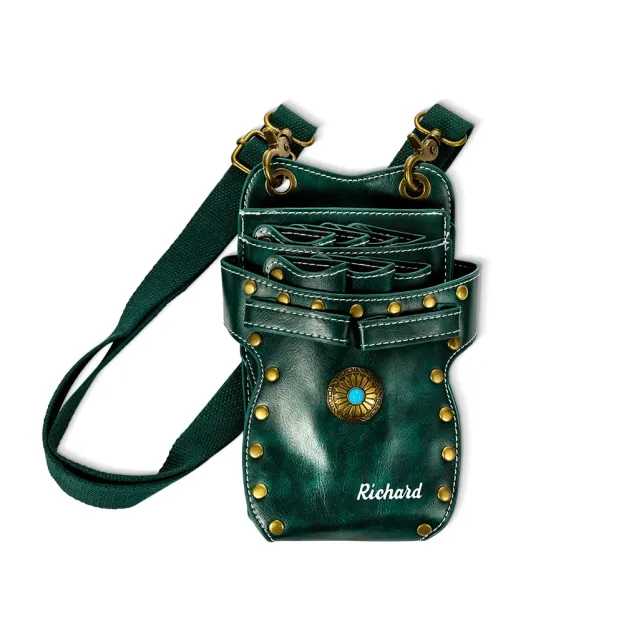 Personalized Name Multi-Compartment Leather Hairdressing Scissors Waist Bag for Unique & Love | JNSBag43