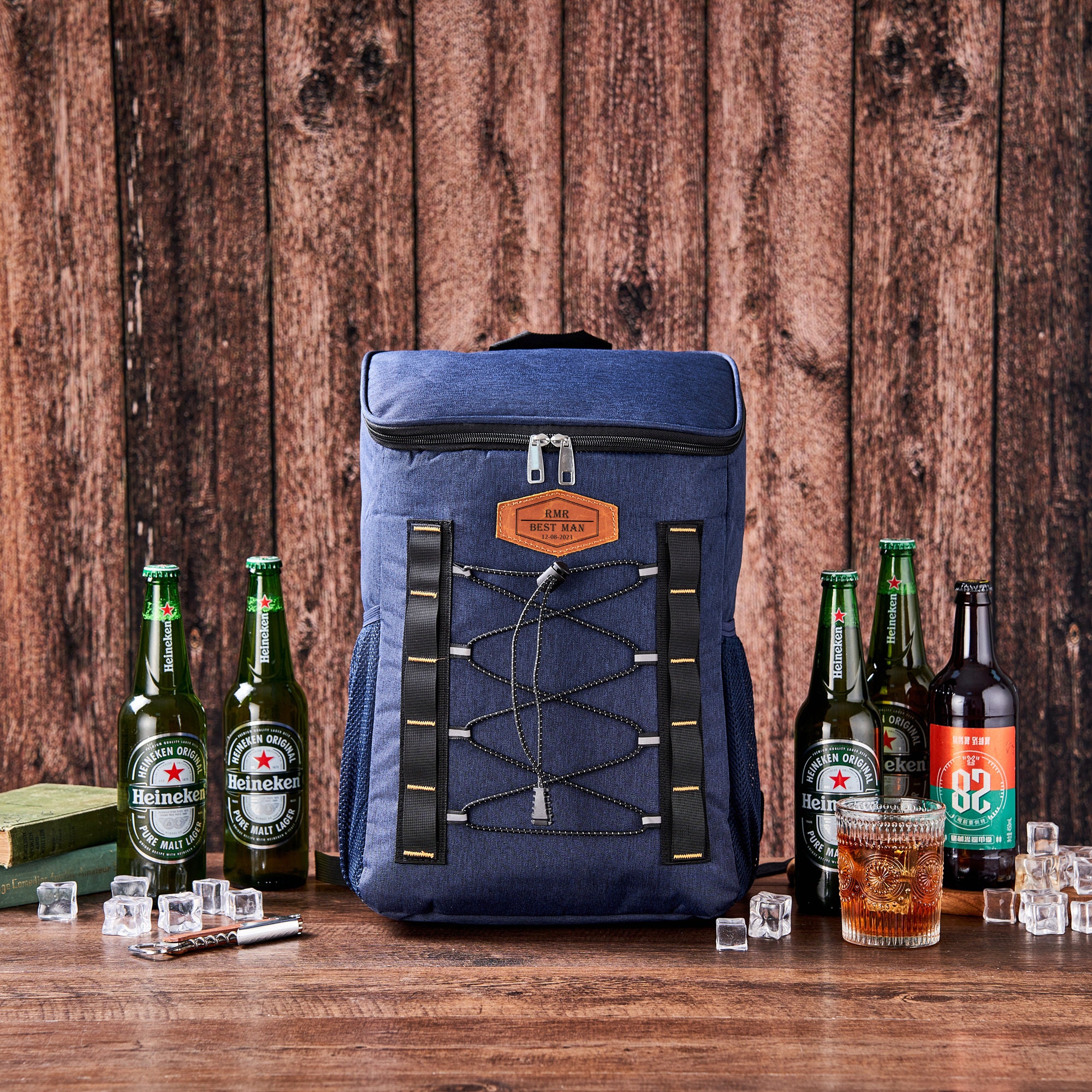 Personalized Leather Patch Cooler Backpack | JNSBag50