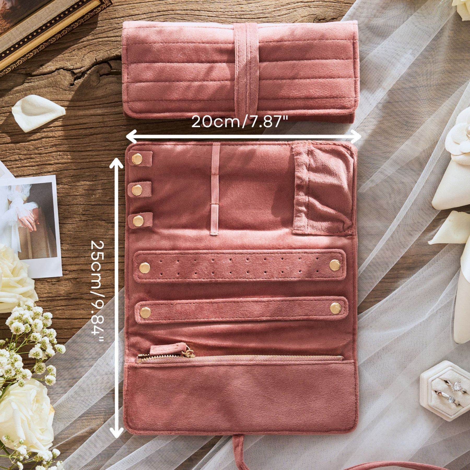 Personalized Monogrammed Velvet Travel Jewelry Rolls | JNSBag77