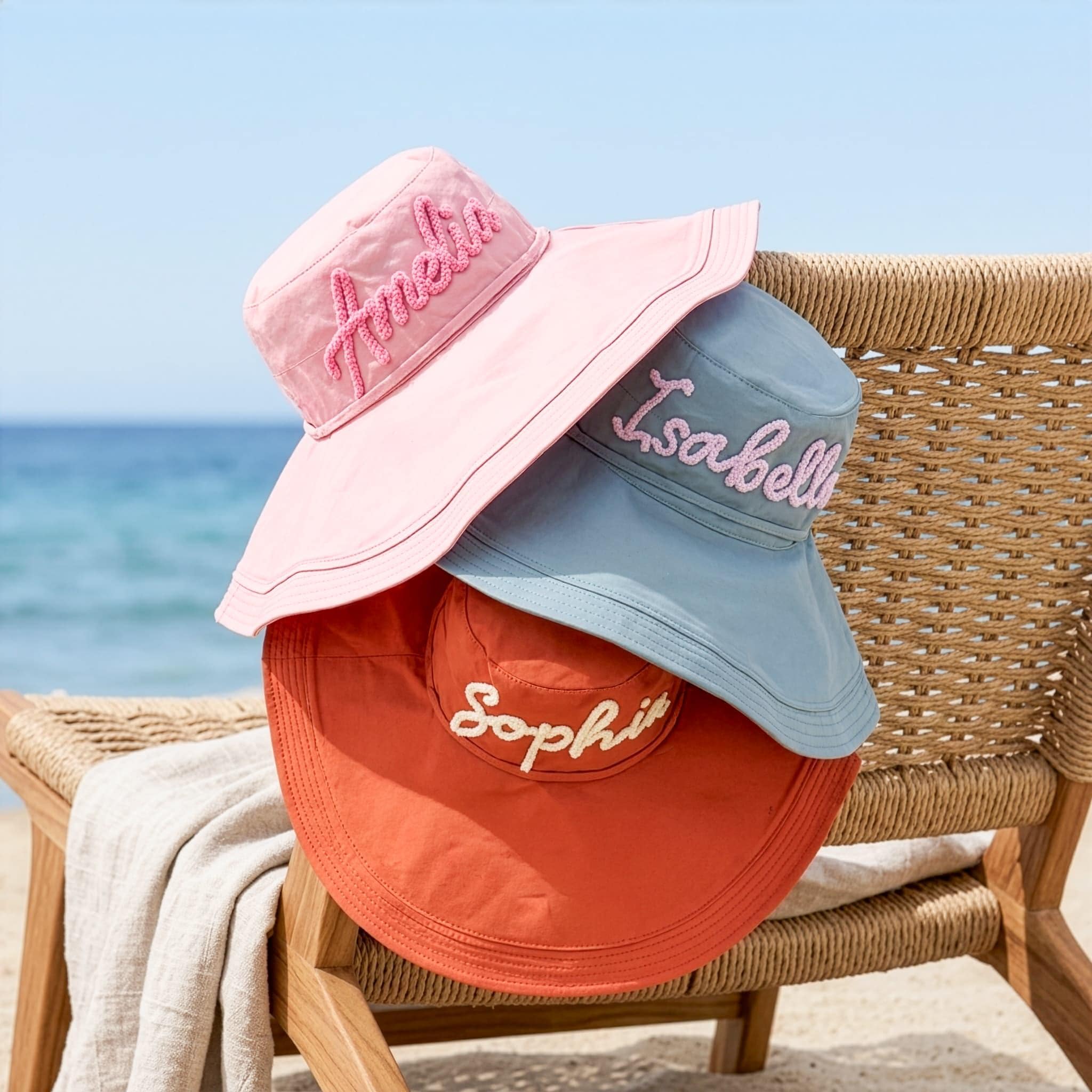 Personalized Name Hand Embroidered Wide Brim Sun Hat for Unique & Love | JNSHat17