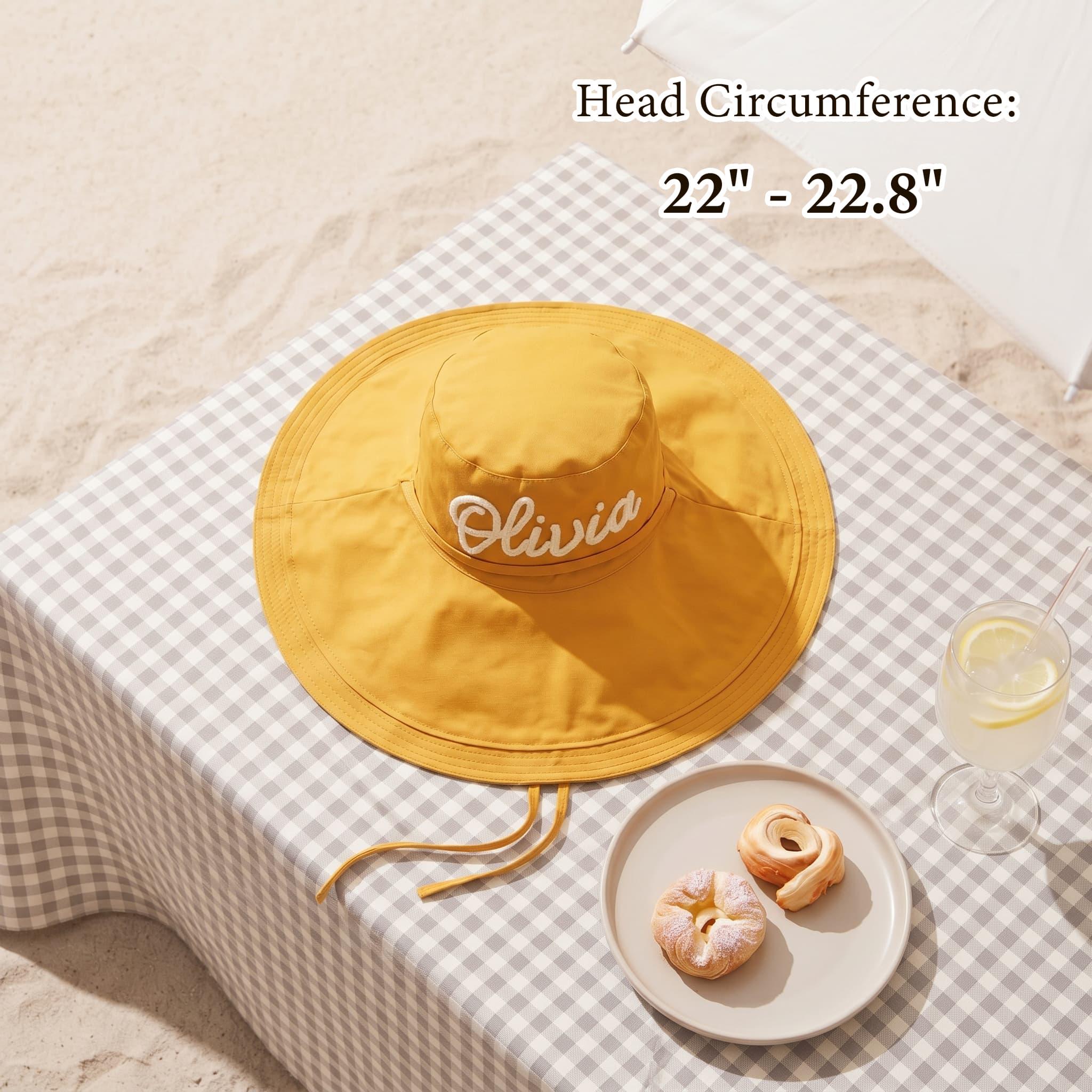 Personalized Name Hand Embroidered Wide Brim Sun Hat for Unique & Love | JNSHat17