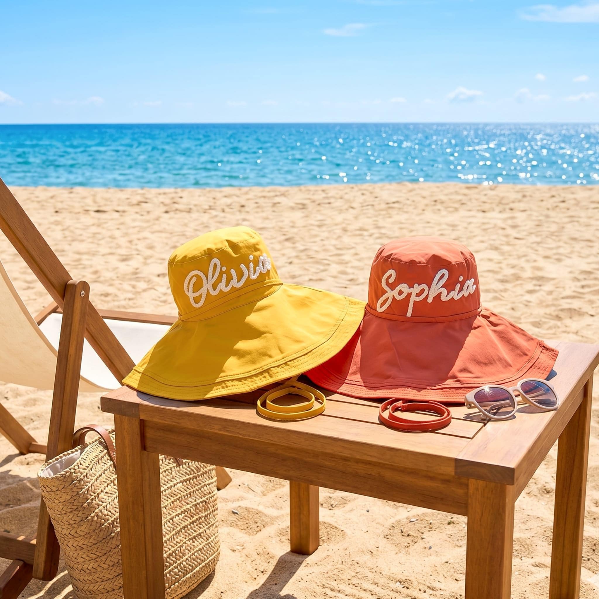 Personalized Name Hand Embroidered Wide Brim Sun Hat for Unique & Love | JNSHat17
