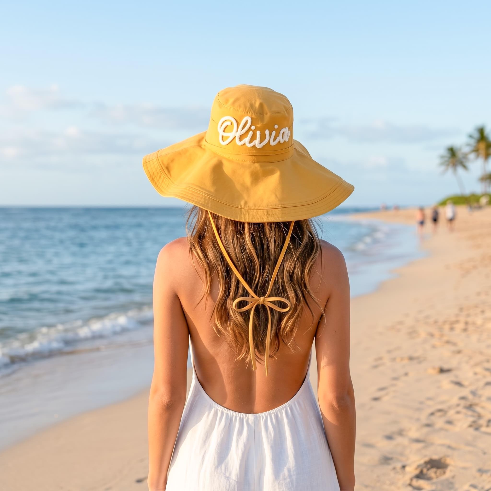 Personalized Name Hand Embroidered Wide Brim Sun Hat for Unique & Love | JNSHat17