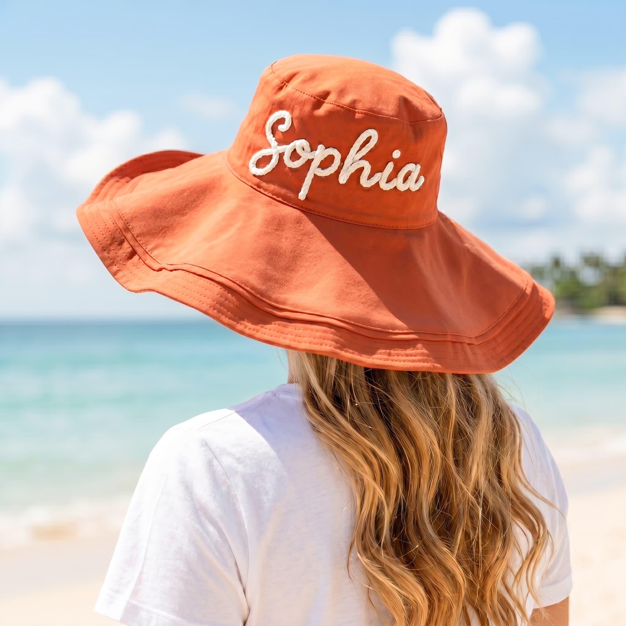 Personalized Name Hand Embroidered Wide Brim Sun Hat for Unique & Love | JNSHat17